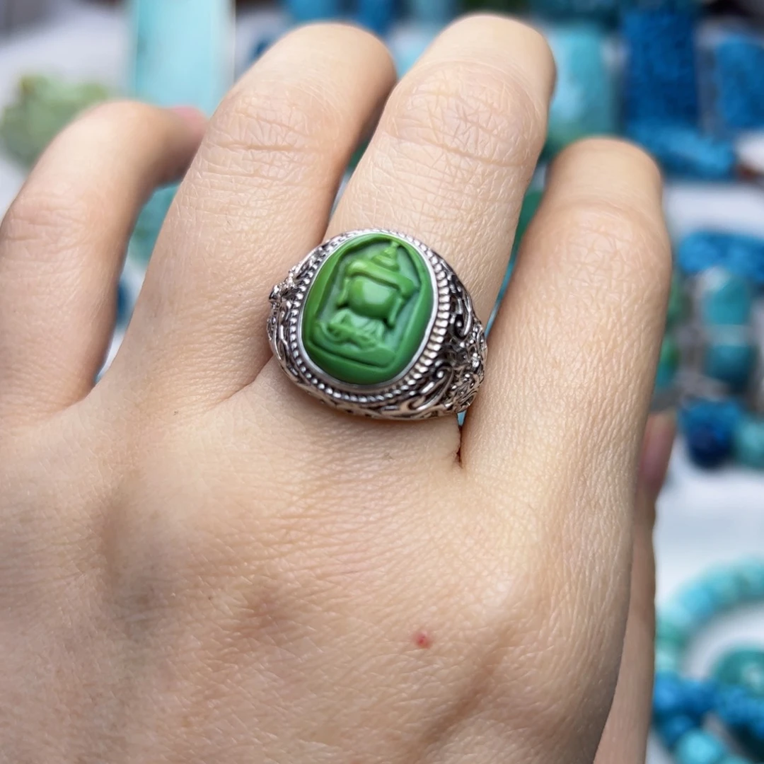 绿松石珠宝奇石银S925镶嵌