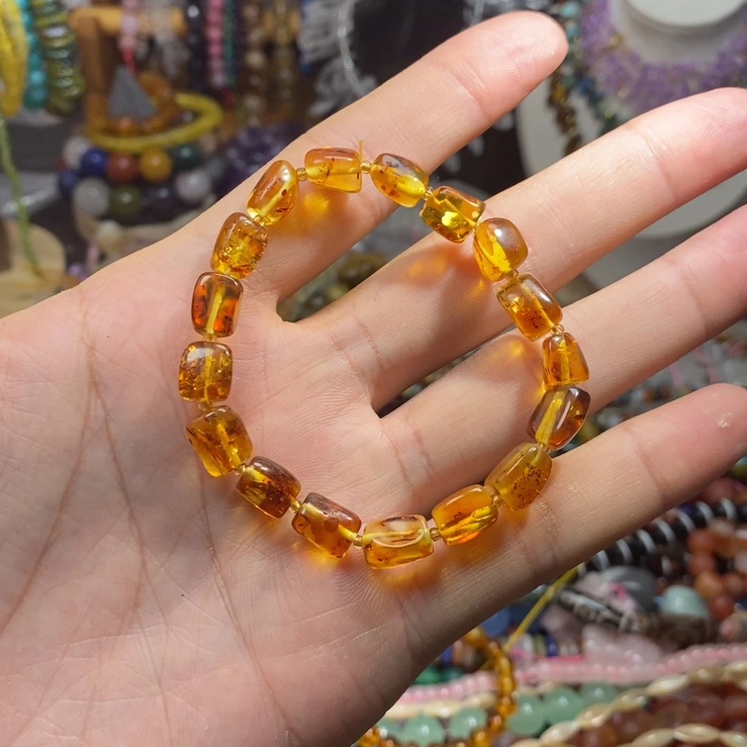 未镶嵌，天然花，珀随行8-10mm，石英质玉