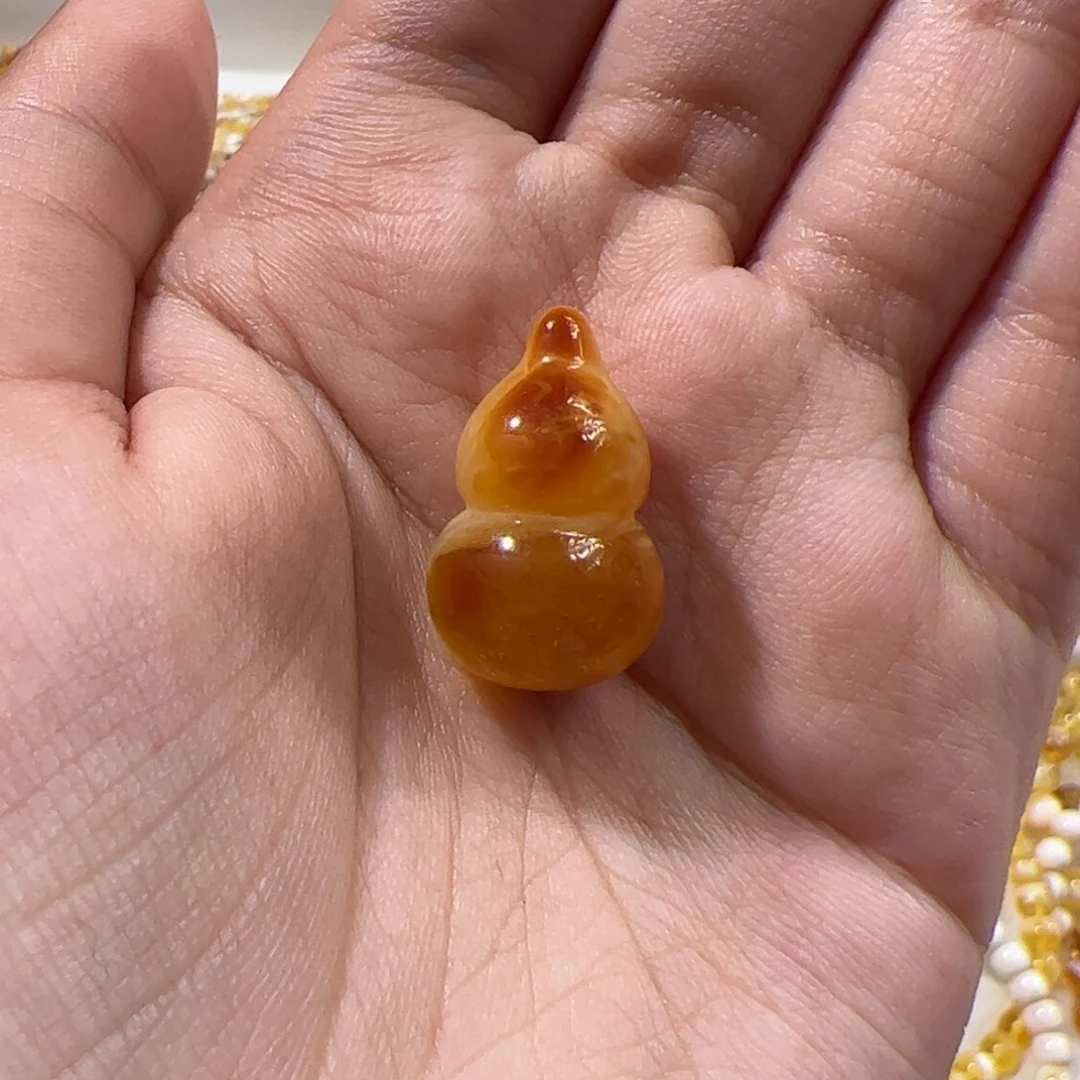 琥珀未镶嵌珠宝奇石橘沁妖花葫芦