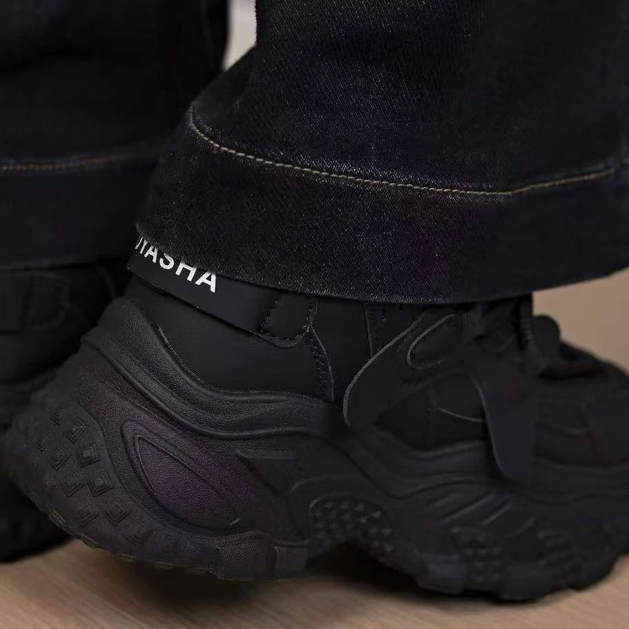 运动风增高老爹鞋时尚休闲鞋交叉绑带休闲风网红运动女鞋