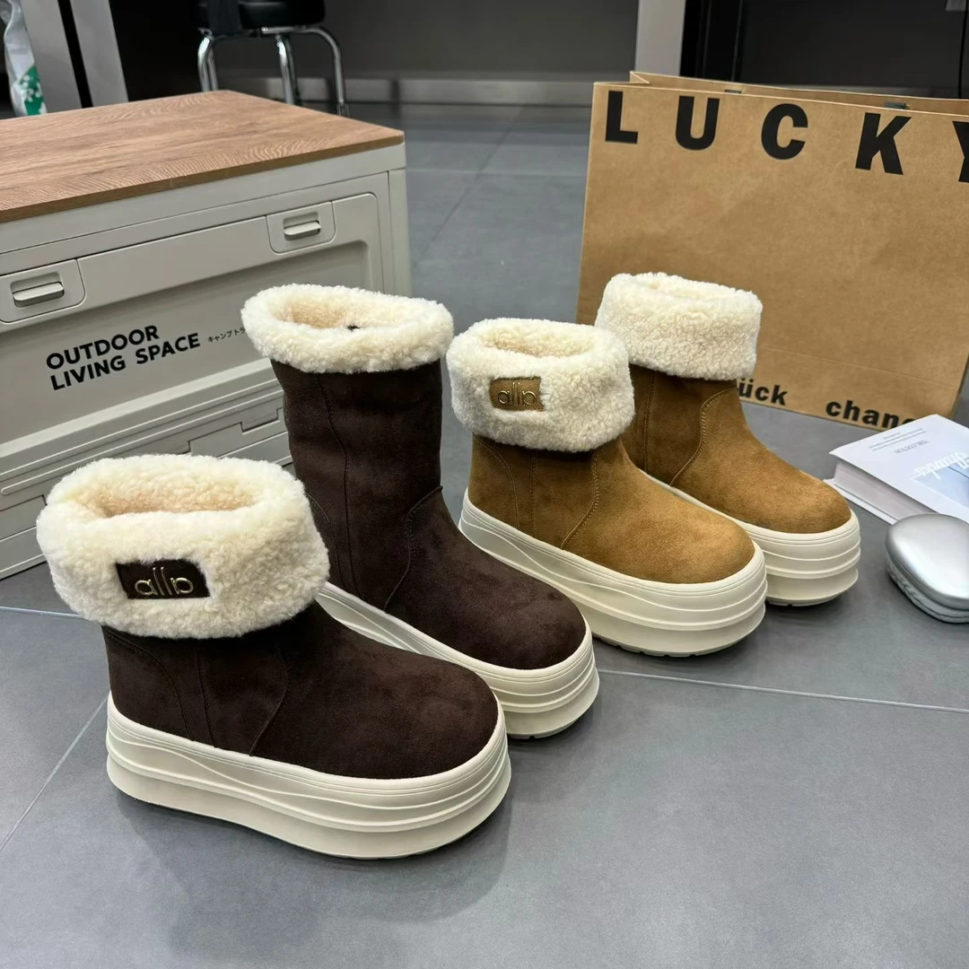 【十六号】欧货厚底雪地靴女2025新款冬季加绒保暖棉鞋增高休闲短靴