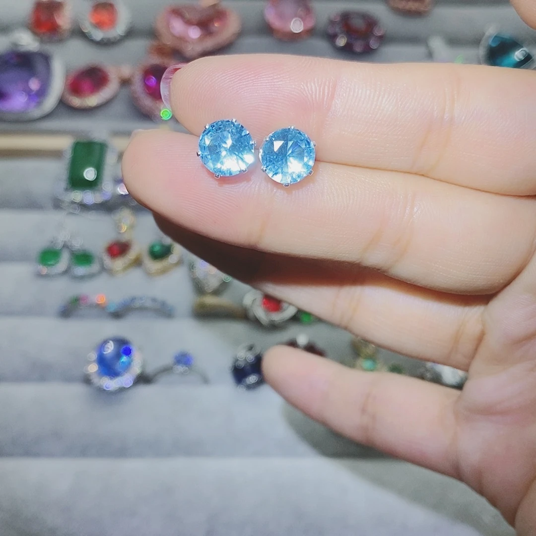 【闪购商品】托帕石耳饰银S925镶嵌