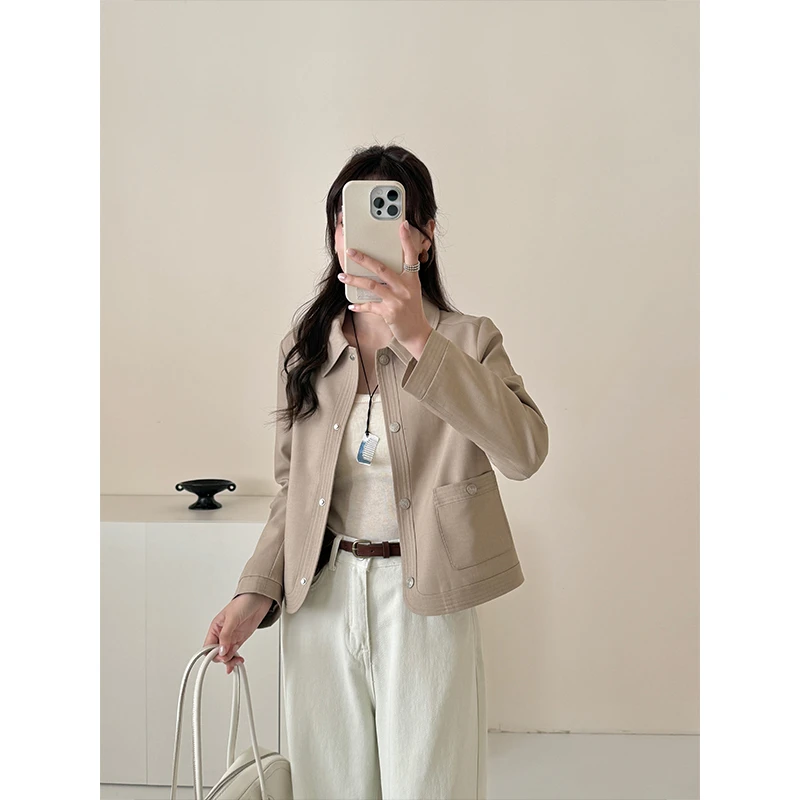 A Clip's/一个夹子 秋季新款复古短款精致复古百搭外套夹克女