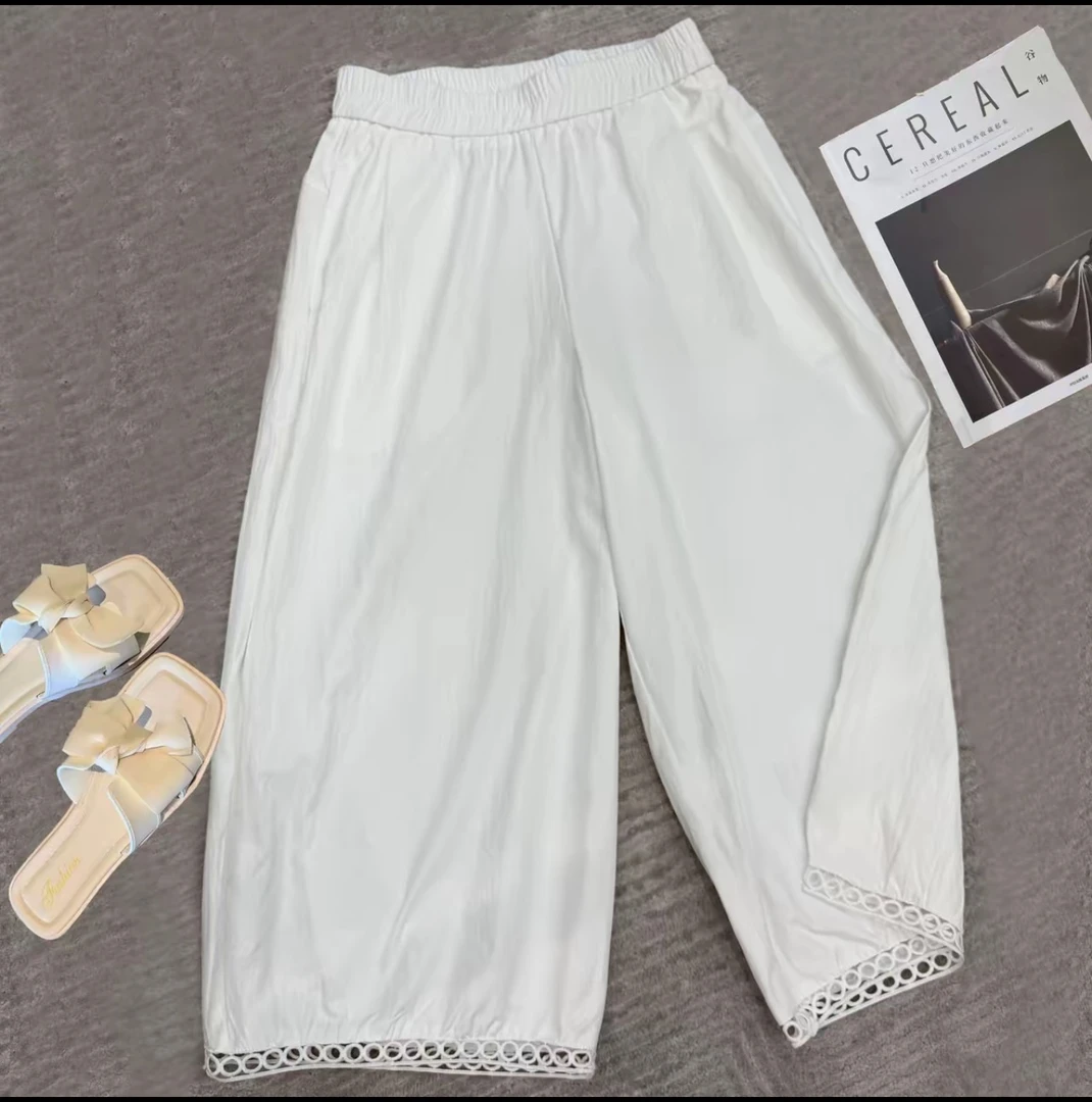 2025夏季新品时尚百搭潮流镂空萝卜裤灯笼裤休闲洋气显瘦阔腿裤女