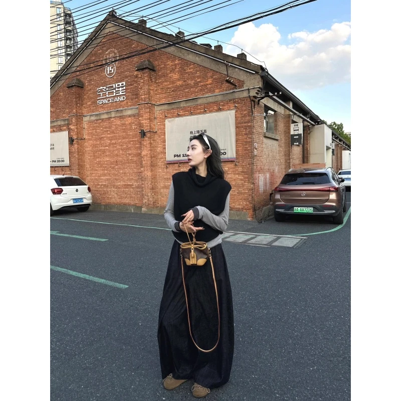 parkyeon简约松弛感穿搭秋季新款毛衣背心百搭打底衫高腰阔腿裤