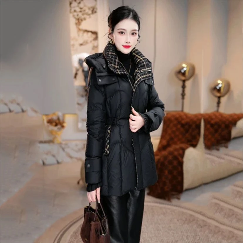 【羽绒服】2025小香风冬季新款保暖防寒时尚气质白鸭绒羽绒服