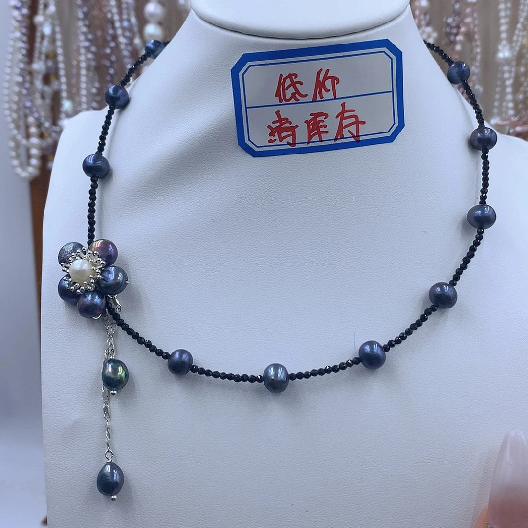 项链耳饰淡水珍珠银S925镶嵌