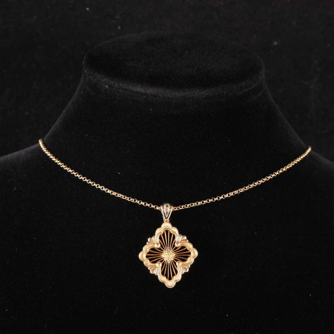 99新 BUCCELLATI/布契拉提 【双双满减】花卉图案项链大号18K黄金