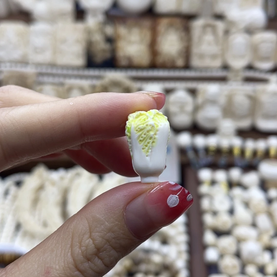银S925猛犸牙彩绘白菜
