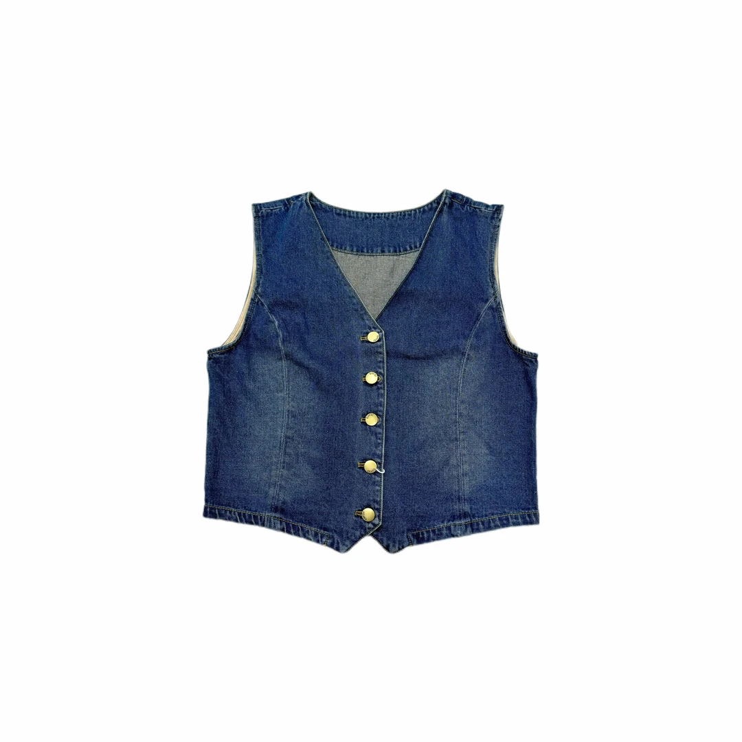 VANDERXIU 复古水洗牛仔马甲