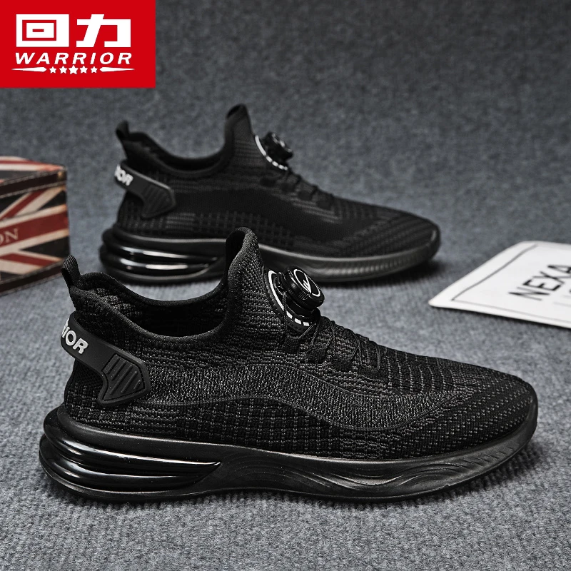 回力男鞋夏季2025新款爆款免系带旋转纽扣爆款飞织休闲运动网面鞋