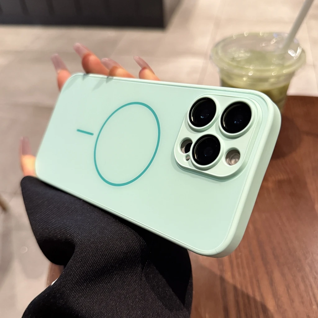 强磁AG磨砂玻璃磁吸适用苹果16promax手机壳镜头全包高级网红男女