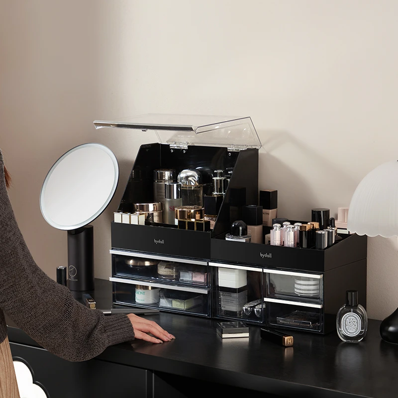 化妆品收纳盒防尘桌面台面抽屉式高级感梳妆台护肤品置物盒大容量