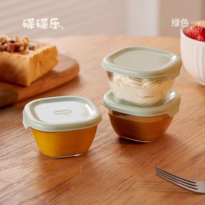 玻璃蘸料碟酱料盒家用食品级酱油碟醋碟储物罐分装碗户外便携