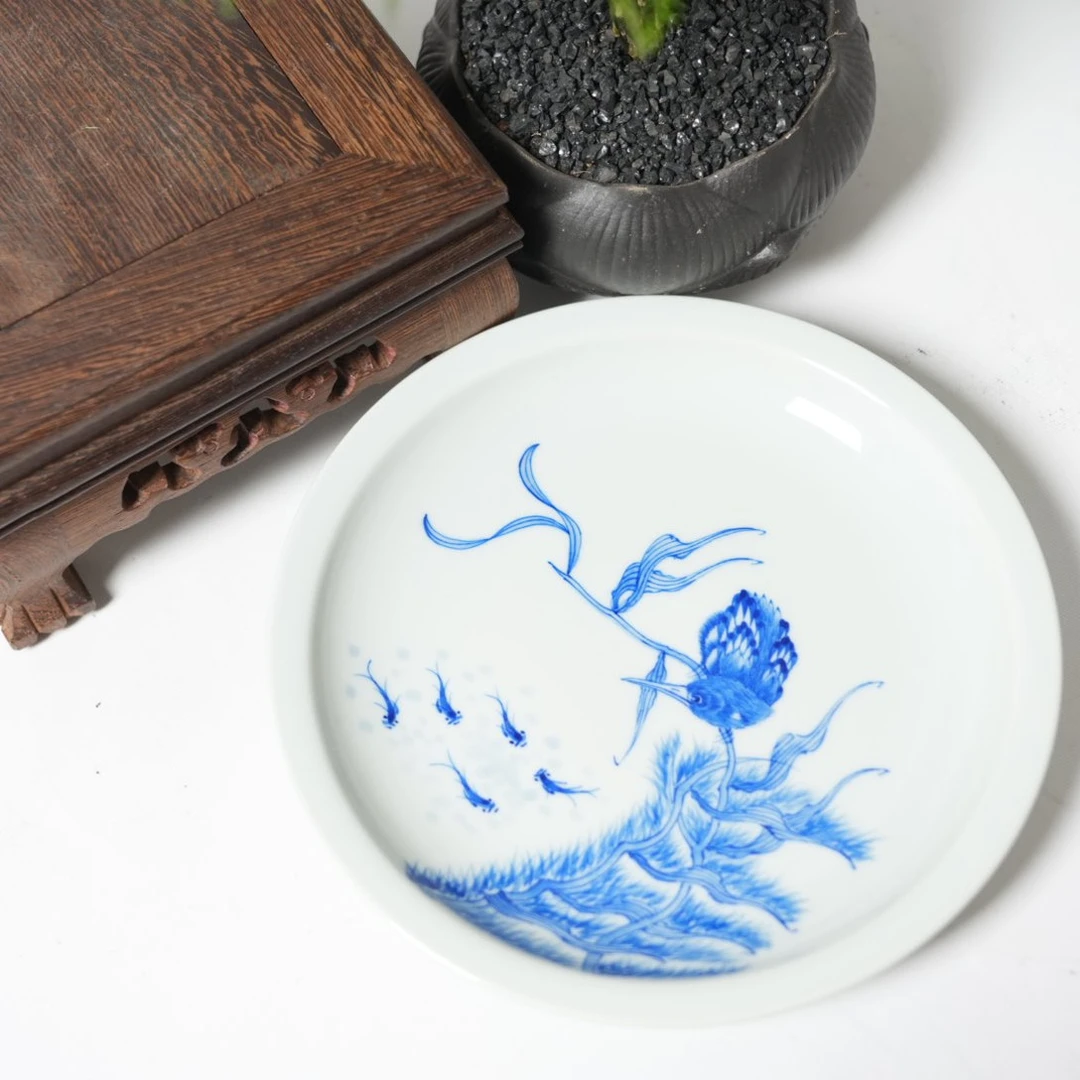 景德镇陶瓷-古县衙青花单翠壶承