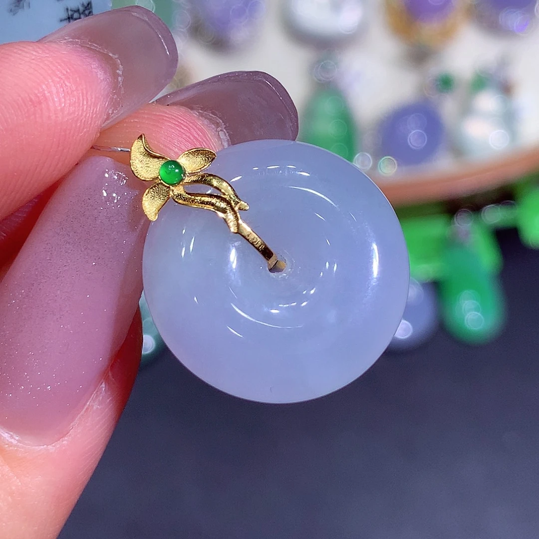 翡翠18K金镶嵌吊坠(不含链)