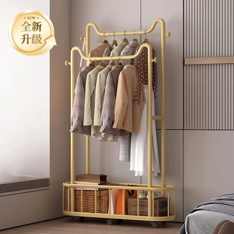 衣帽架衣架落地立式可移动带轮家用客厅轻奢晾衣架网红简易挂衣Z