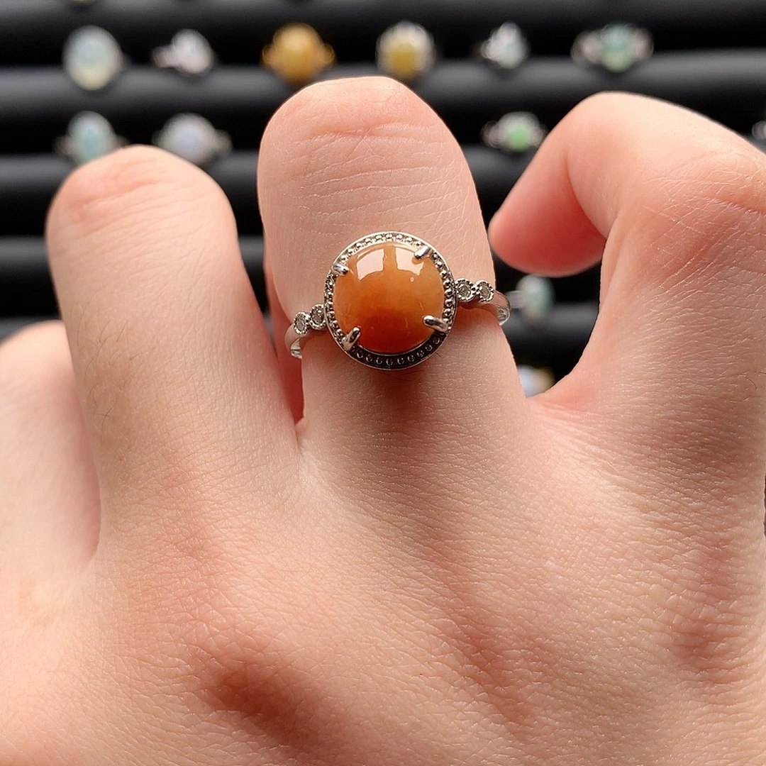 翡翠戒指银S925镶嵌0046