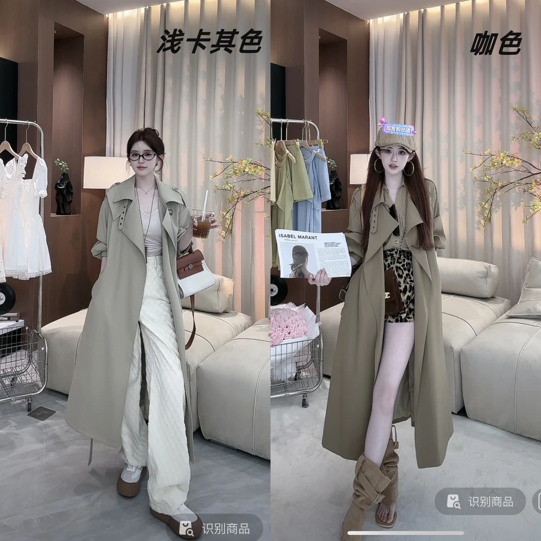 冰冰●莫奈花园X2XW4582 X4FY6634A时尚休闲英伦风中长款风衣