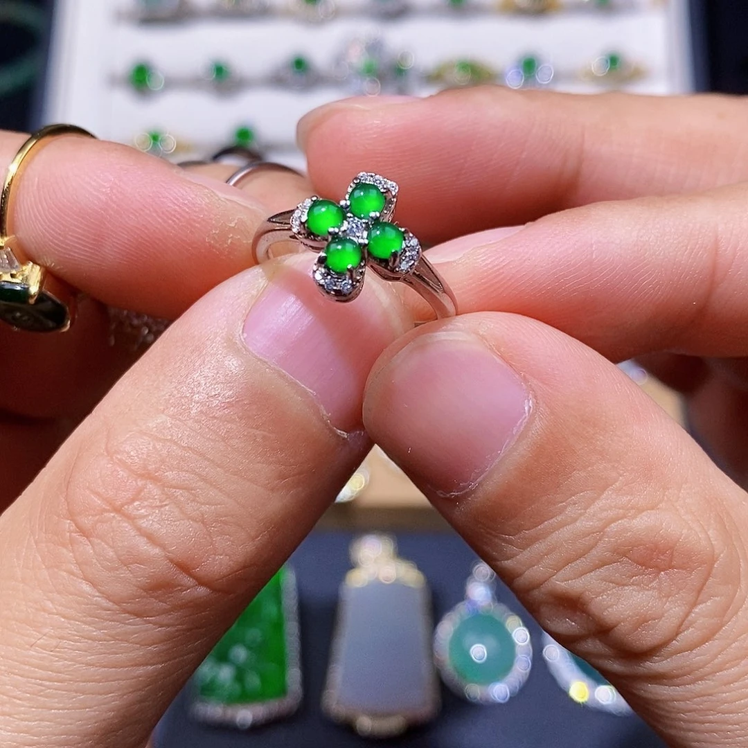 银S925镶嵌戒指翡翠戒指