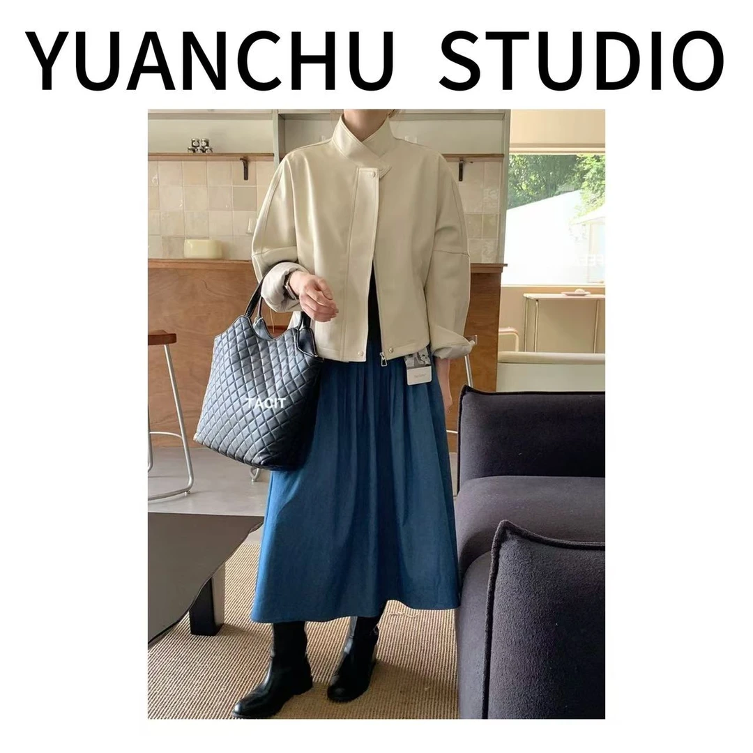 【YC】2025春美式复古黑色皮衣外套女短春季新款时髦炸街PU皮夹克