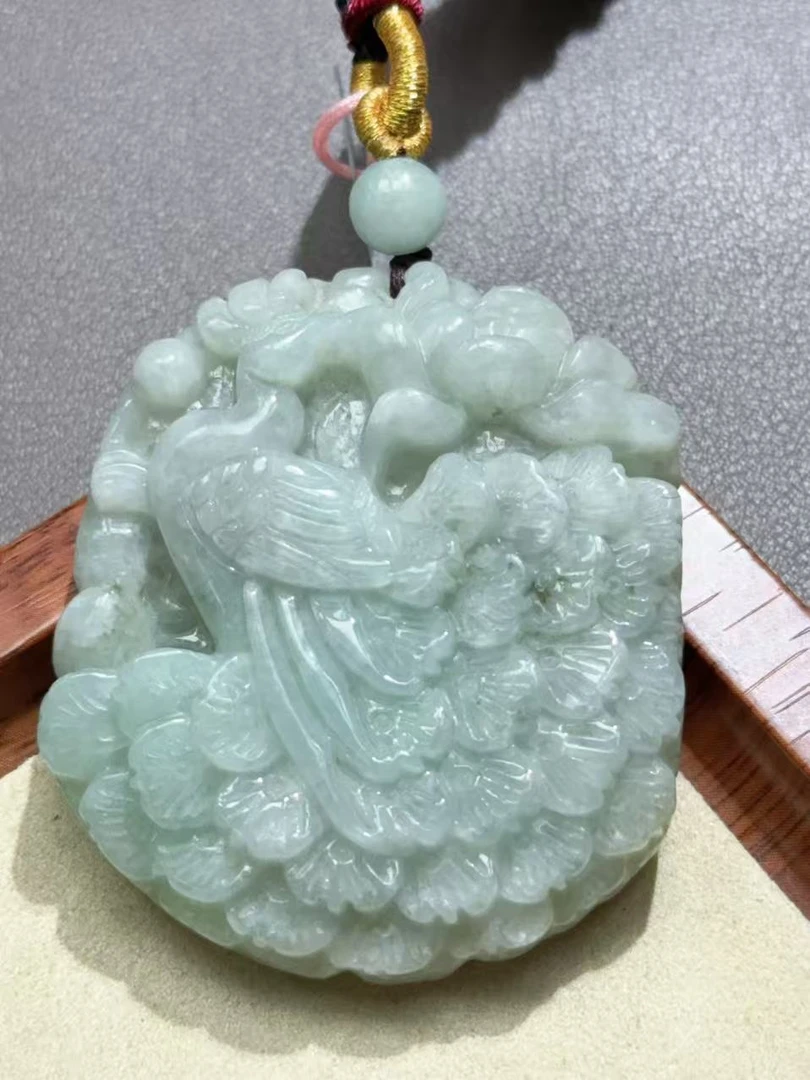 天然翡翠A货凤凰精雕142