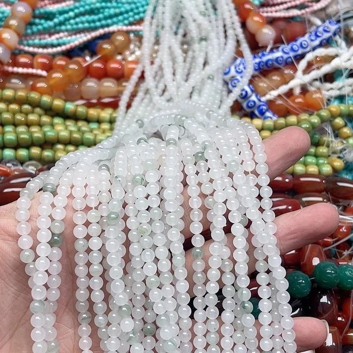 玛瑙/玉髓珠宝半成品未镶嵌2条4-5mm天山翠