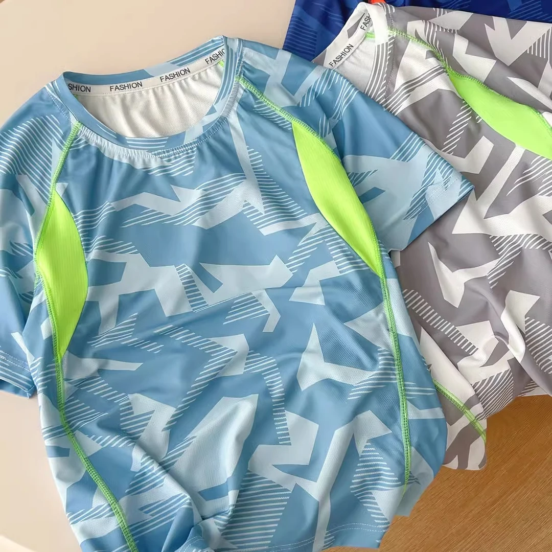 A类儿童网眼印花T恤透气凉快上衣男童180大童短袖夏季薄款 51004