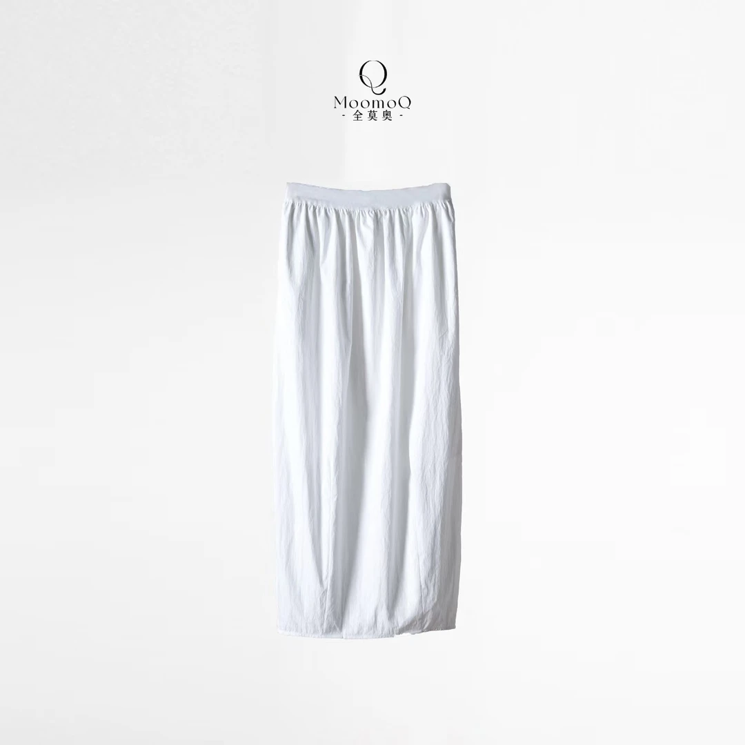 【百吉丽】小清新松紧带宽松休闲风百搭春夏女 白色花苞裙 TY25114