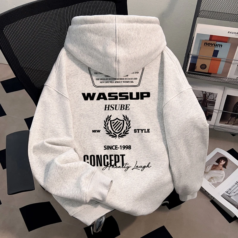 WASSUP HSUBE重磅潮牌连帽卫衣设计感秋冬新款百搭休闲男女上衣服