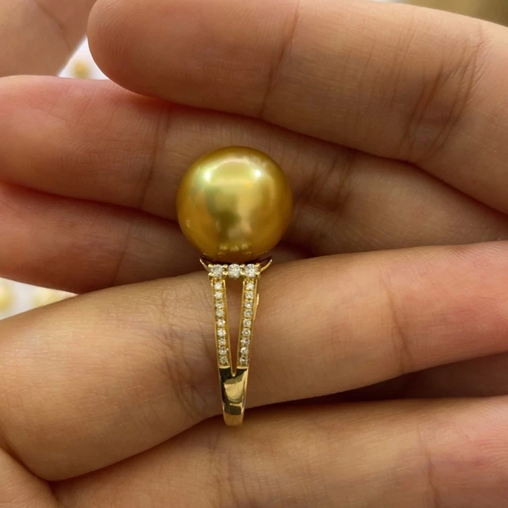 18K金镶嵌戒圈海水珍珠12-13mm