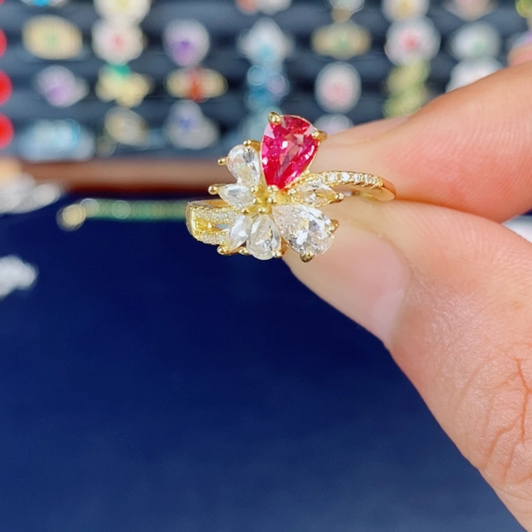 碧玺戒指银S925镶嵌