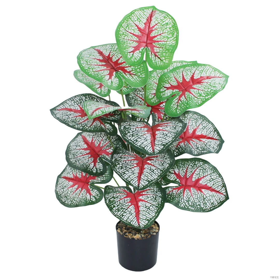 逼真彩叶芋仿真绿植室内外装饰摆件客厅桌面餐厅商场户外造景摄影