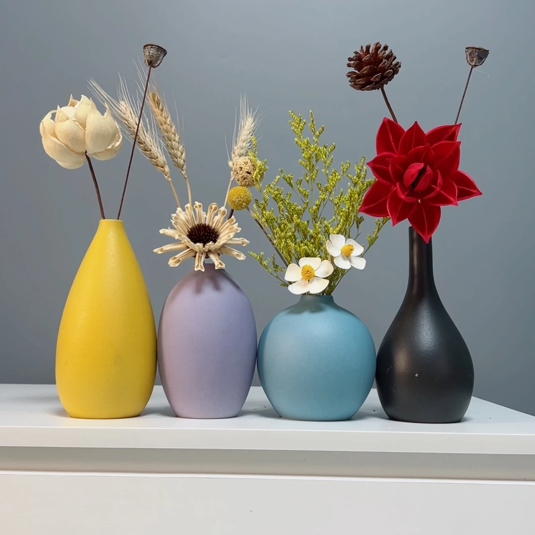 摆件景德镇手作陶瓷花瓶摆件无孔