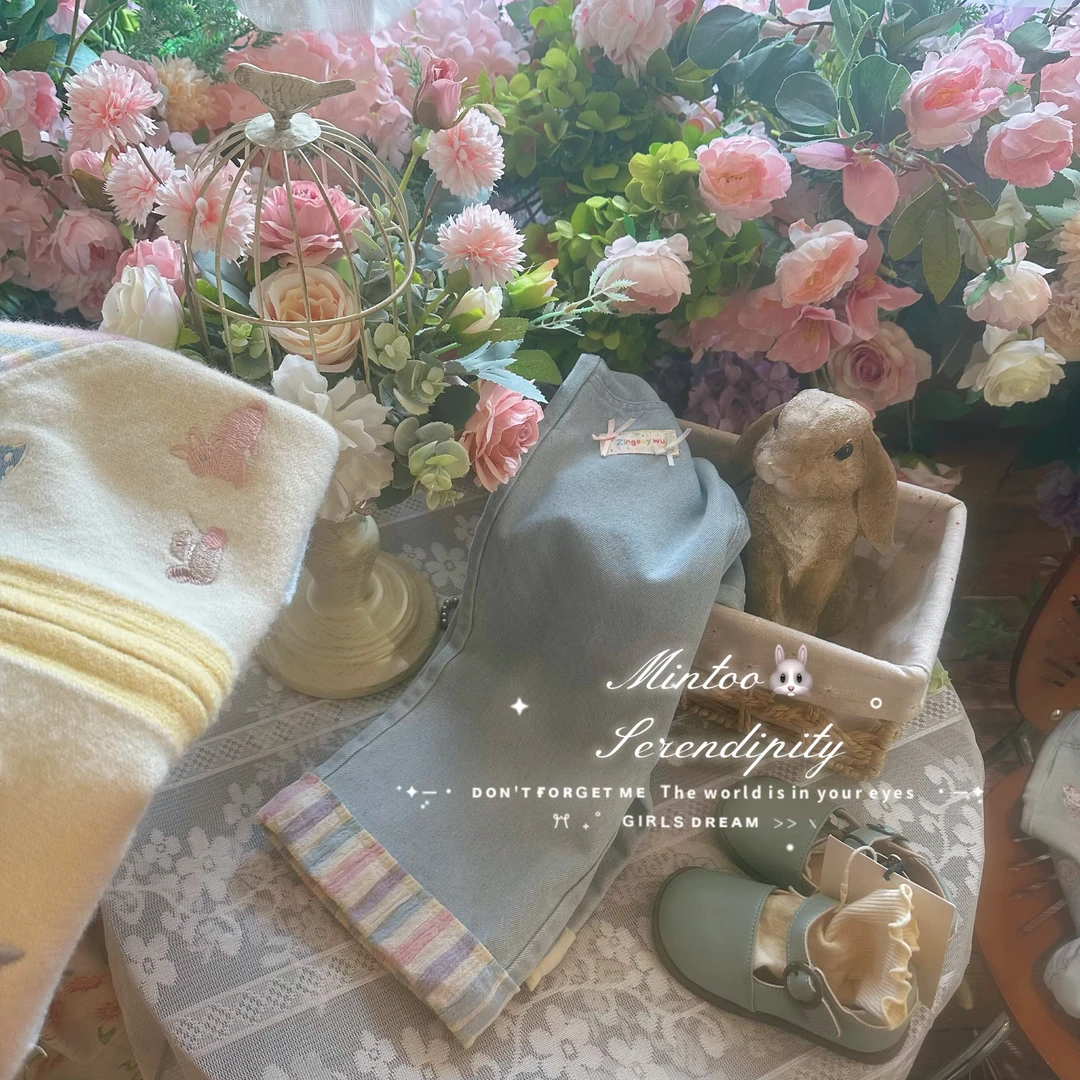 MT-F-53503-儿童韩版裤腿彩色拼接条牛仔裤（秋款）