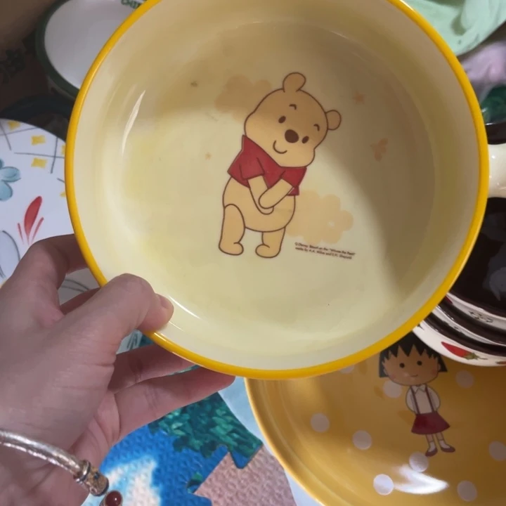 搪瓷小熊手柄碗111