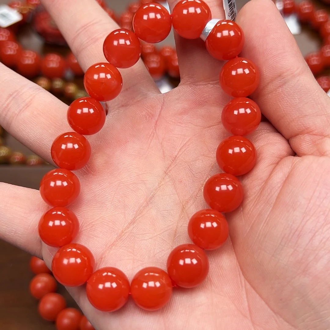 南红玛瑙未镶嵌手链保山料11m圆珠玉化料