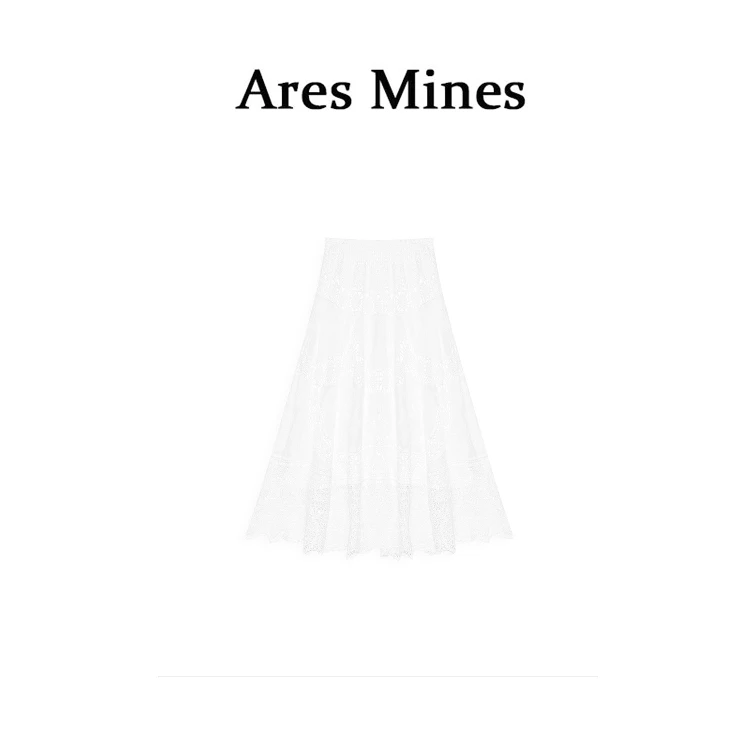 【盛朗熙Ares Mines】法式浪漫 温柔风镂空蕾丝勾花A字半身裙