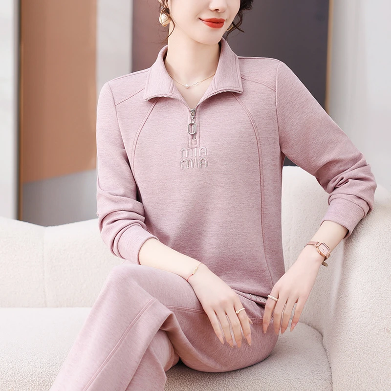 时尚休闲运动套装女2025春秋季新款半拉链立领卫衣两件套套装潮流