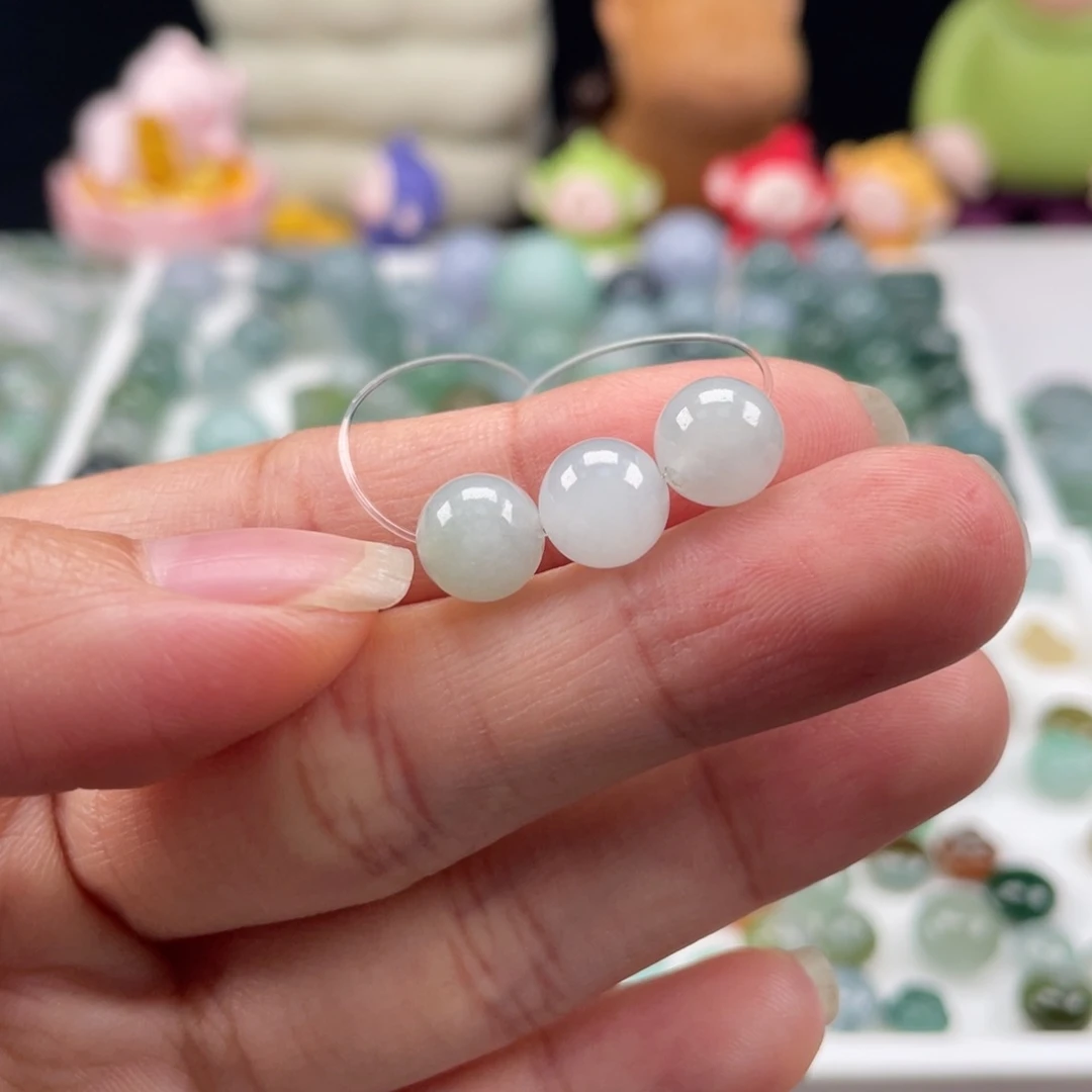 翡翠散珠天然翡翠a货3颗卡8