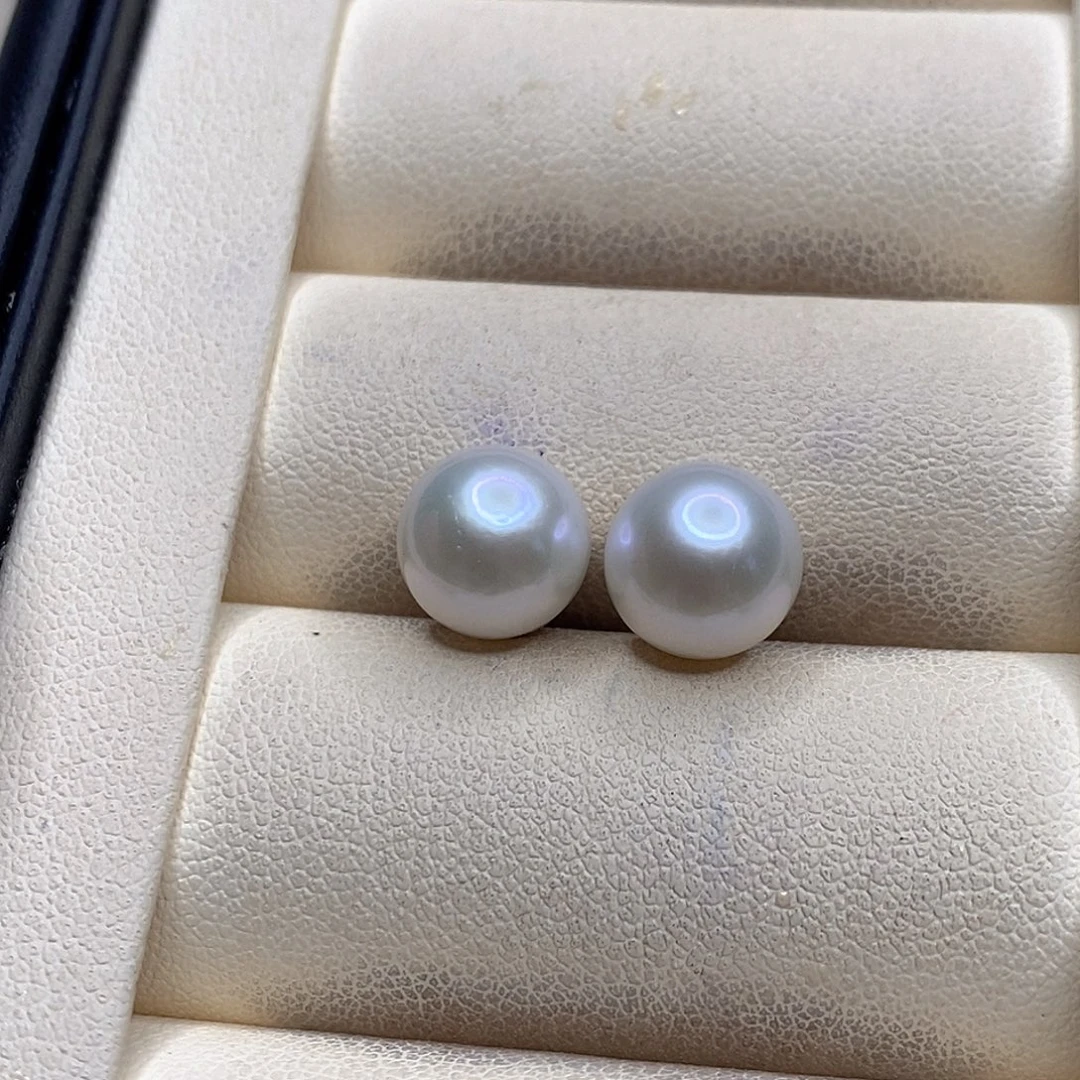 淡水珍珠银S925镶嵌耳饰