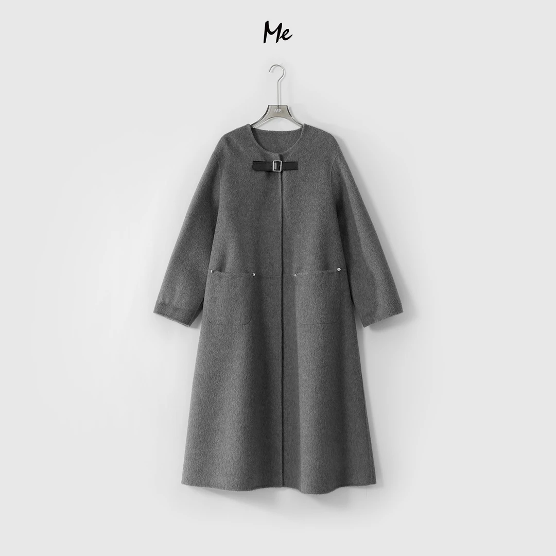 ME【经典大衣】牦牛绒绵羊毛混纺中长款大衣MEQS5585