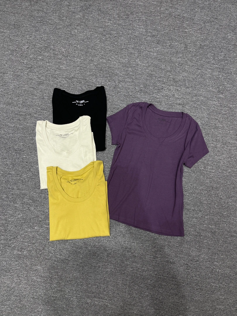 【古小简】（佳芝同款）简约纯色薄款弹力U领短袖时尚休闲百搭T恤上衣