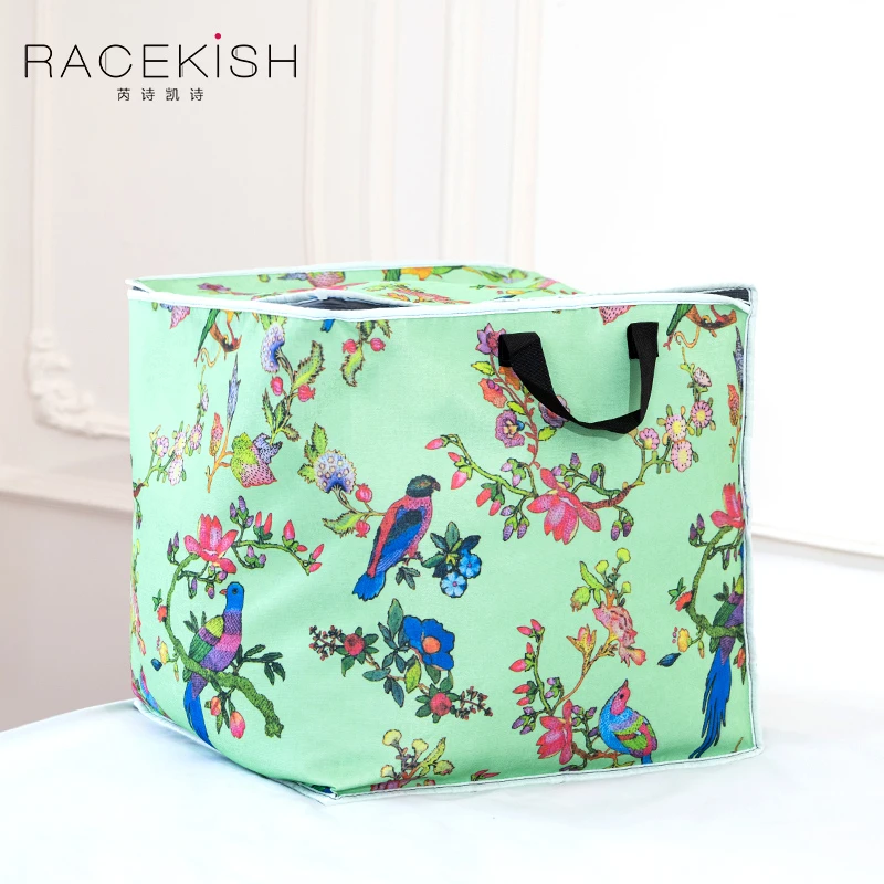 racekish花鸟方形行李袋收纳袋家居卧室房间户外出行整理袋
