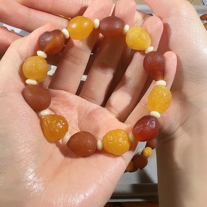 琥珀未镶嵌手链蜜蜡海漂手串