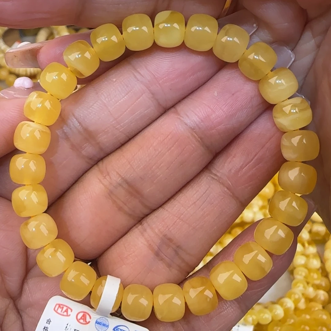 未镶嵌蜜蜡手链鸡油黄老型手串