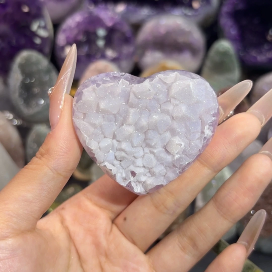 紫晶未镶嵌大型摆件（非配饰）牙软 爱心