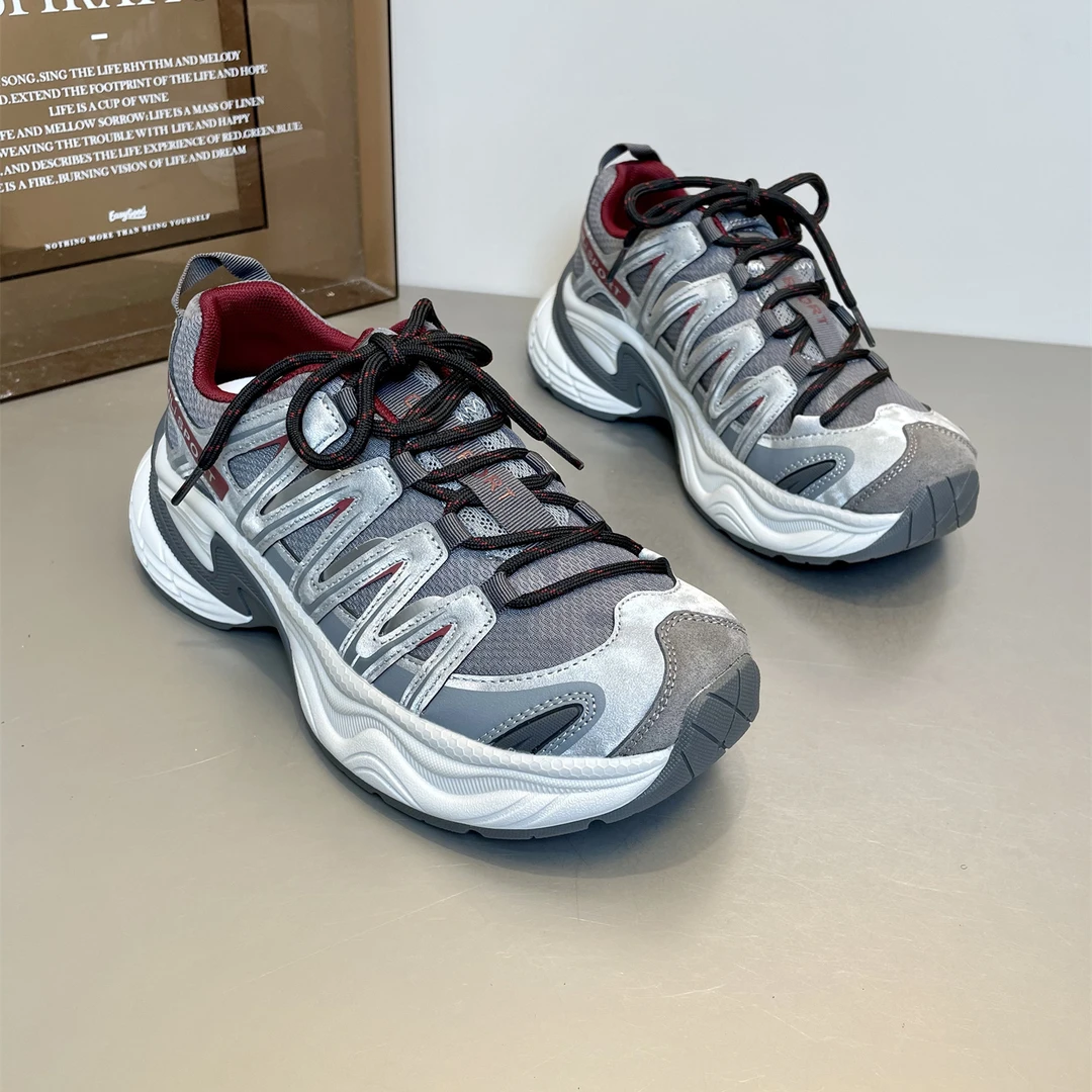 欧洲站欧货潮2025新款户外登山老爹鞋女款拼色防滑厚底运动跑步鞋