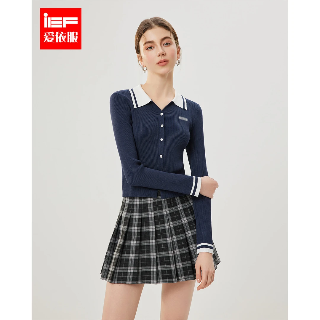 IEF/爱依服2025秋季新款韩版时尚简约纯色通勤修身毛织上衣流光风