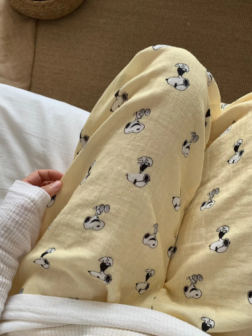 【DMXJ大梦想家】卡通史努比印花睡裤女春秋新款宽松休闲大码家居裤